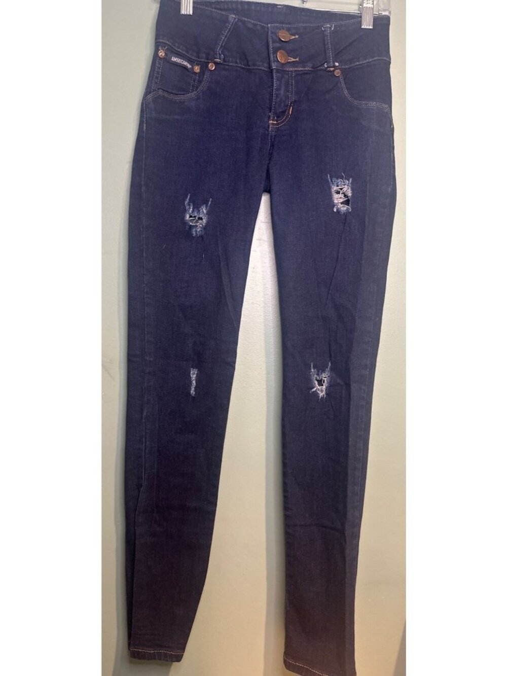 Americanino Women’s Size 10 Skinny Jeans Dark Wash Distressed  Y2K Casual